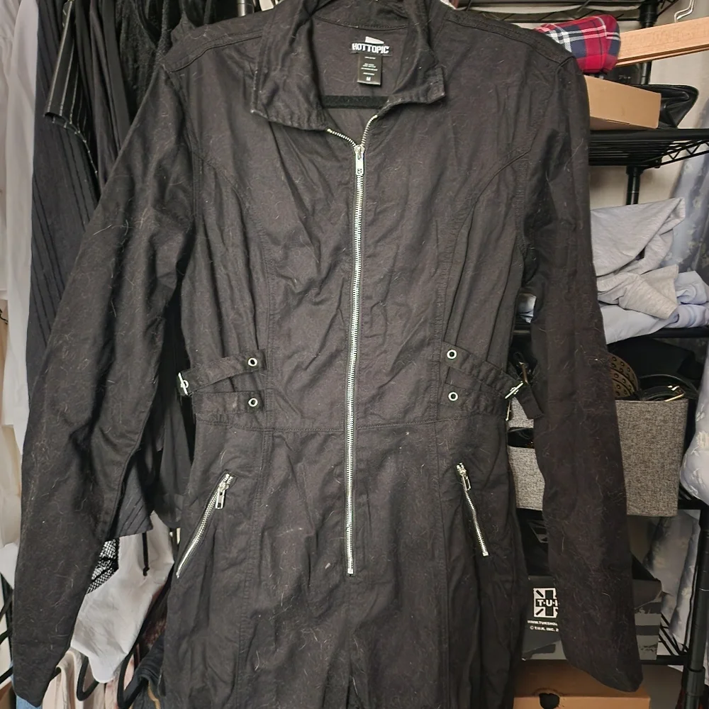Hot Topic Black Grommet Long Sleeve Jumpsuit, M - Picture 4 of 5